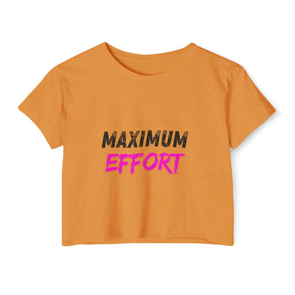 Maximum Effort Women's Festival Crop Top | Cute Summer Tee, Music Festival Shirt, Casual Outfit, Gym Wear, Gift for Her