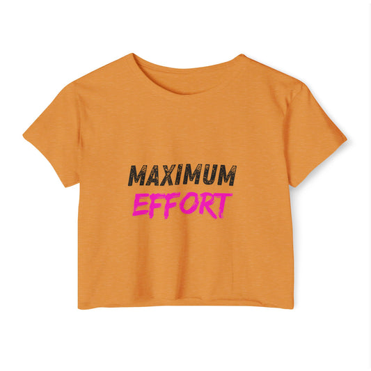 Maximum Effort Women's Festival Crop Top | Cute Summer Tee, Music Festival Shirt, Casual Outfit, Gym Wear, Gift for Her