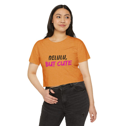 Delulu But Cute Women's Festival Crop Top, Trendy T-Shirt, Summer Top, Festival Wear, Casual Clothing, Birthday Gift