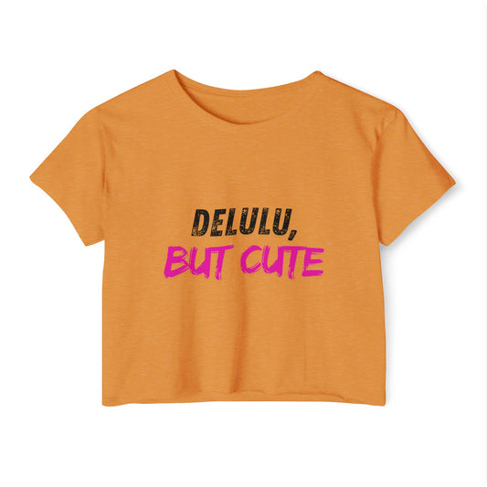 Delulu But Cute Women's Festival Crop Top, Trendy T-Shirt, Summer Top, Festival Wear, Casual Clothing, Birthday Gift