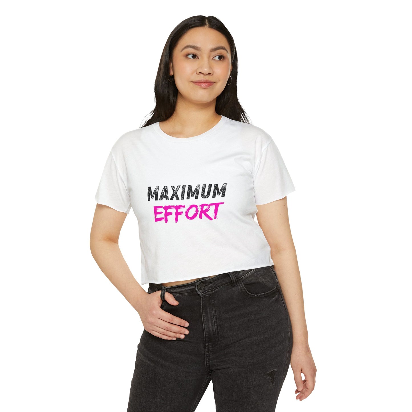 Maximum Effort Women's Festival Crop Top | Cute Summer Tee, Music Festival Shirt, Casual Outfit, Gym Wear, Gift for Her