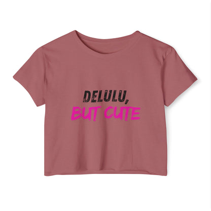 Delulu But Cute Women's Festival Crop Top, Trendy T-Shirt, Summer Top, Festival Wear, Casual Clothing, Birthday Gift